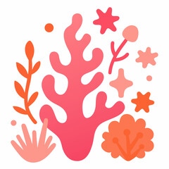 Abstract coral reef illustration with pink and orange
