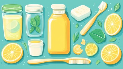 Colorful assortment of natural, eco-friendly hygiene products