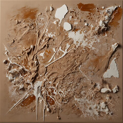 Elegant chaos visualized through the negative space left by erased brushstrokes on soft clay canvas, using only pressure marks and air pigment.
