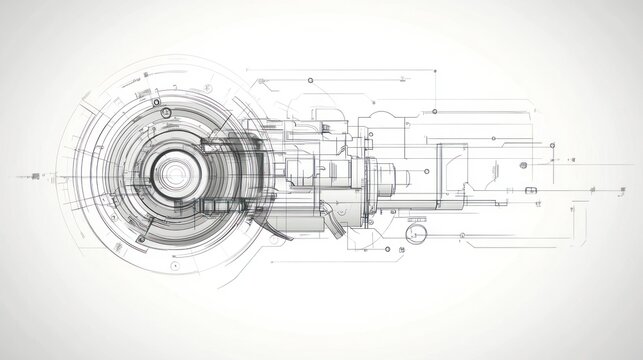 Abstract technical drawing of a machine part