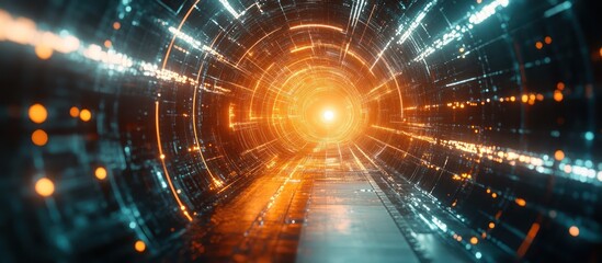 Futuristic tunnel of light and energy