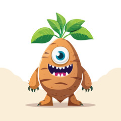 Yam Flat Illustration Featuring Clean Shapes and Bold Outlines