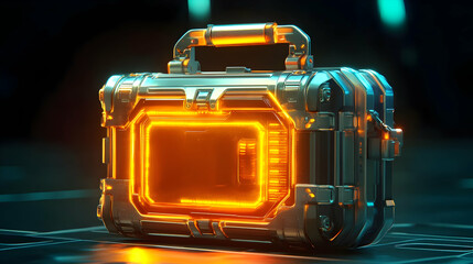 Futuristic Glowing Briefcase in Dark Setting