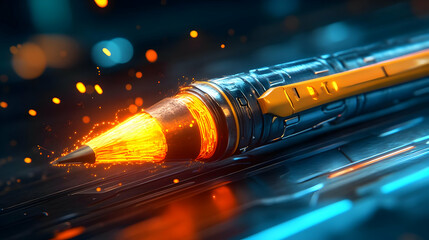 Futuristic Glowing Pen with Fire Tip