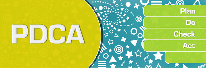 PDCA - Plan Do Check Act Turquoise Yellow Green Basic Shapes Text 