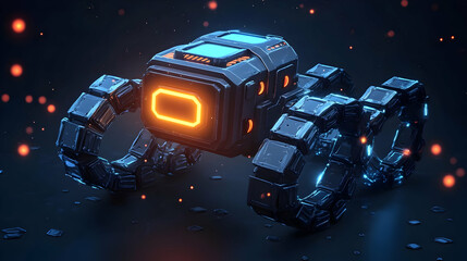 Futuristic Glowing Robot in Dark Setting