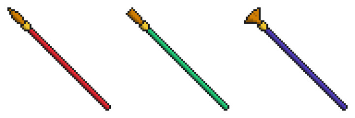 Paintbrush on Type in Color Handle, Pixel Art Icon Set