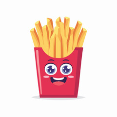 French Fries Flat Illustration Featuring Clean Shapes and Bold Outlines