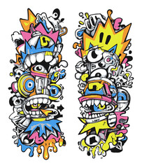 Colorful Abstract Vector Art with Playful Characters and Dynamic Elements