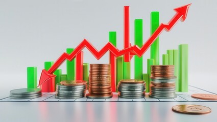 Market growth trends business sector infographic digital environment aerial view financial insights for seo