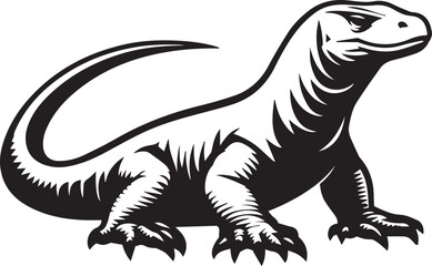 Komodo Dragon animal silhouette illustration on white background