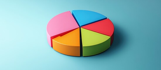 Fototapeta premium A colorful 3D pie chart representing a monthly budget allocation, with distinct sections for rent, savings, and utilities