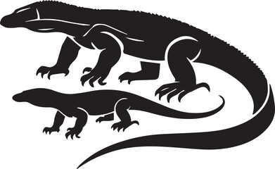 Komodo Dragon animal silhouette illustration on white background