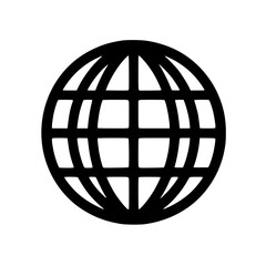 Minimal Black Line Globe Icon for Global and Internet Concepts
