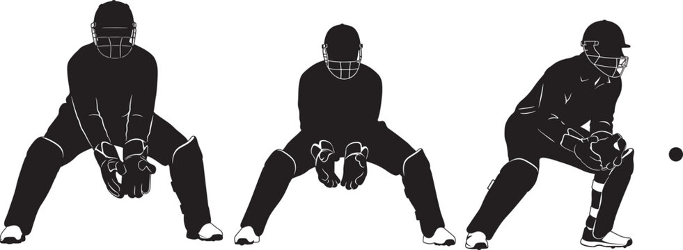 Cricket batsman silhouette vector illustration