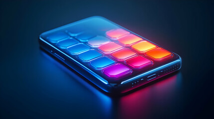 Futuristic Smartphone with Glowing Colorful Interface