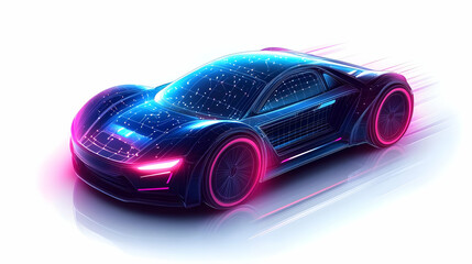 Futuristic Sports Car Design Glowing with Neon Lights