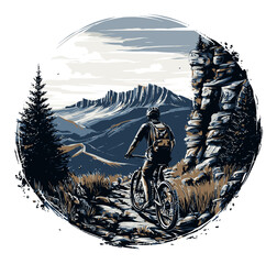 Adventurous Mountain Biker Riding Through Scenic Rocky Landscape