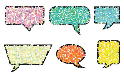 Collection of colorful, dotted speech bubbles for communication and dialogue