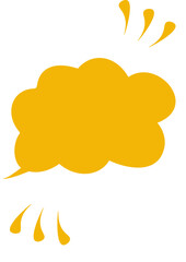 飛び跳ねるピンオレンジの雲の吹き出し、目立つ雲の吹き出し