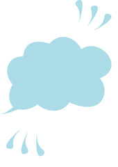 飛び跳ねる水色の雲の吹き出し、目立つ雲の吹き出し