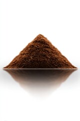 Dark brown powder pile, reflected