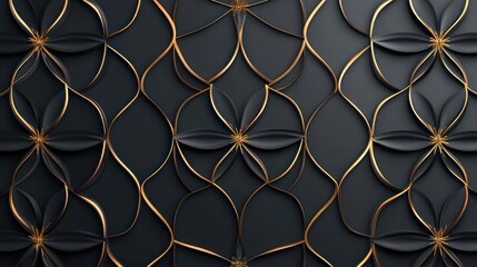 Fototapeta premium Elegant dark gray & gold floral geometric pattern
