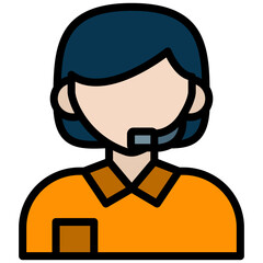 Customer Service Outline Flat Icon, Logistic Company Outline Flat Design icon Concept