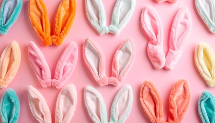 Colorful Assortment of Plush Animal Ears Seamless Pattern for Festive Backgrounds