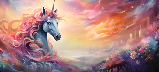 Galaxy Version of unicorn world, ai generative