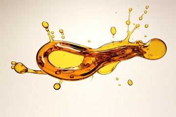Artistic 3d render of a golden liquid splashing with bubbles and dynamic movement