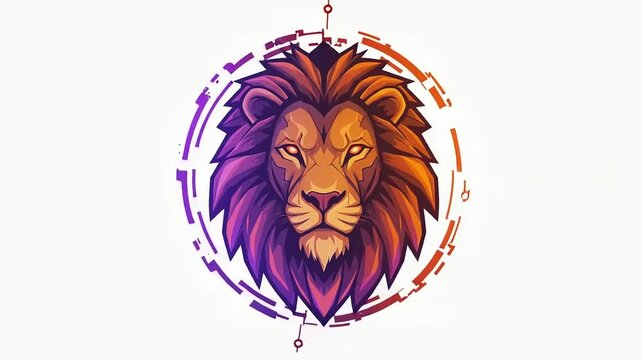 Lion head illustration with geometric design