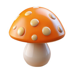 3d Orange mushroom with spots illustration on transparent background