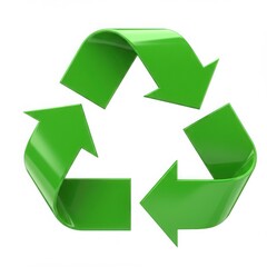 Obraz premium Green recycle symbol isolated on white background. for environmental awareness and sustainability projects.