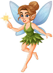 Whimsical Fairy with Sparkling Wand Illustration