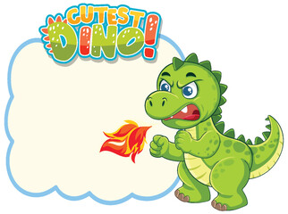 Adorable Dinosaur Breathing Fire Illustration