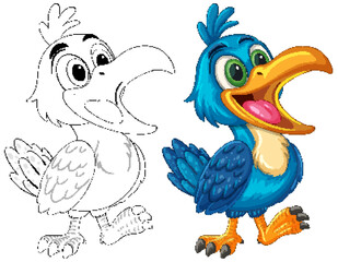 Colorful Cartoon Hornbill with Expressive Features