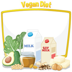 Vegan Diet Essentials Vector Illustration