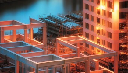 Fototapeta premium Construction site at dusk