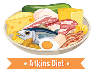 Low-Carb Diet Foods Illustration with Protein Variety