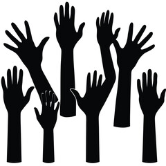 Reaching hands silhouette abstract vector graphic