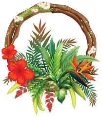 Tropical Floral Wreath with Exotic Plants