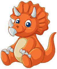 Cute Cartoon Triceratops Vector Illustration