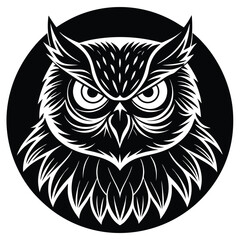 Angry owl icon aggressive bird vector graphic