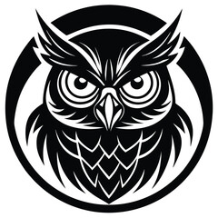 Angry owl icon aggressive bird vector graphic