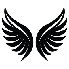 Minimalist dark outline angel wings design
