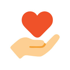 Hand holding red heart symbolizing love, care. Suitable for Valentines Day, romance, healthcare, charity, relationships, emotional concepts in design.