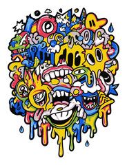 Colorful Abstract Vector Art with Fun Faces and Emotions