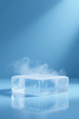 3D product podium made of clear ice