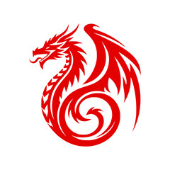 Naklejka premium Dragon red color vector 